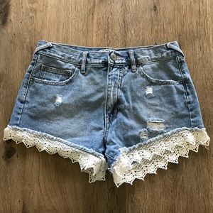 Free People crochet-bottom shorts